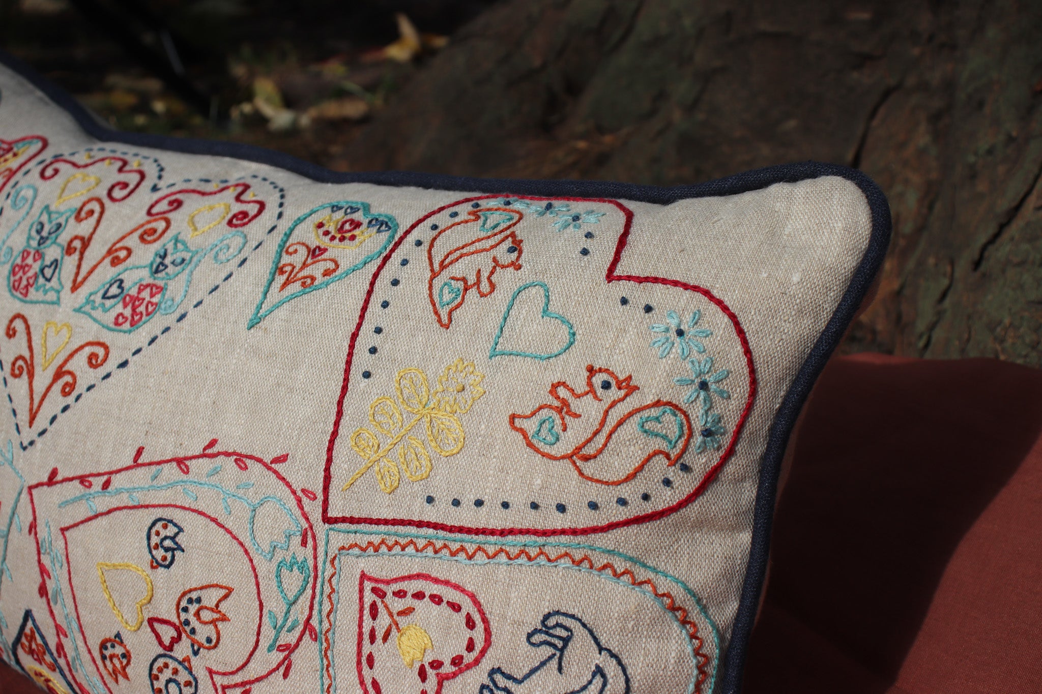 Embroidered cushions
