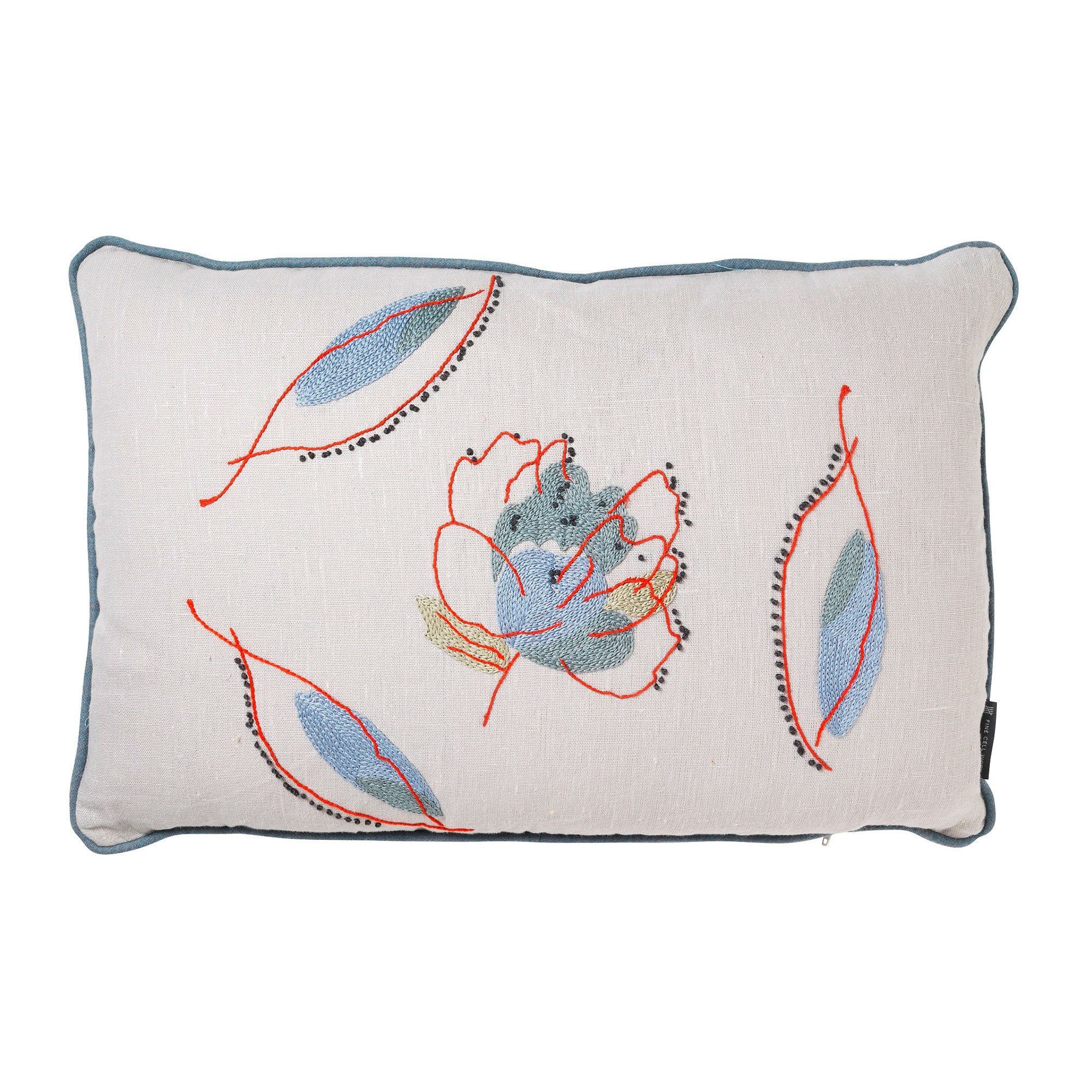 Kit Kemp's Rain Shadow Blue Leaf Rectangle Cushion