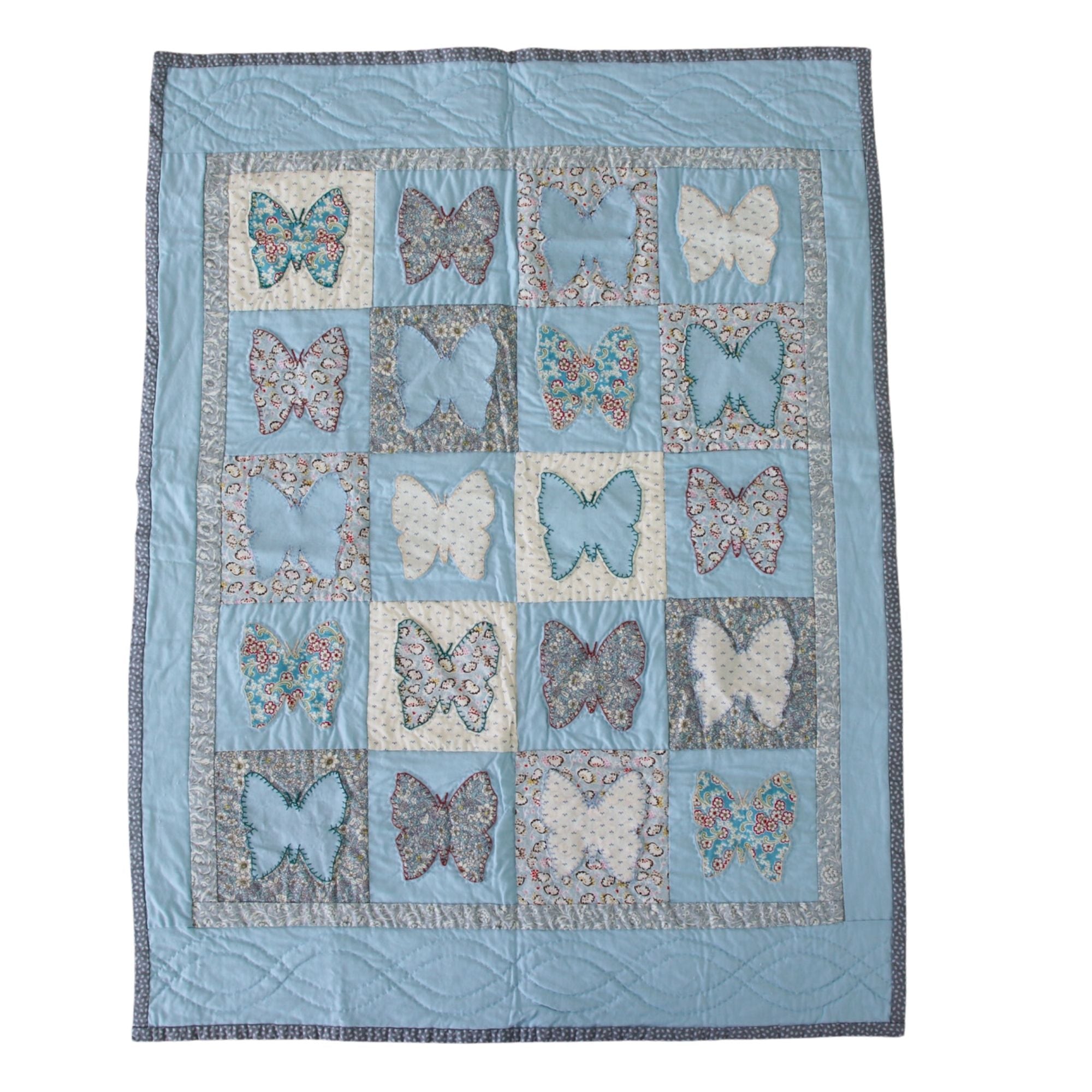 Children's 'Butterflies At Rest' Handmade Quilt