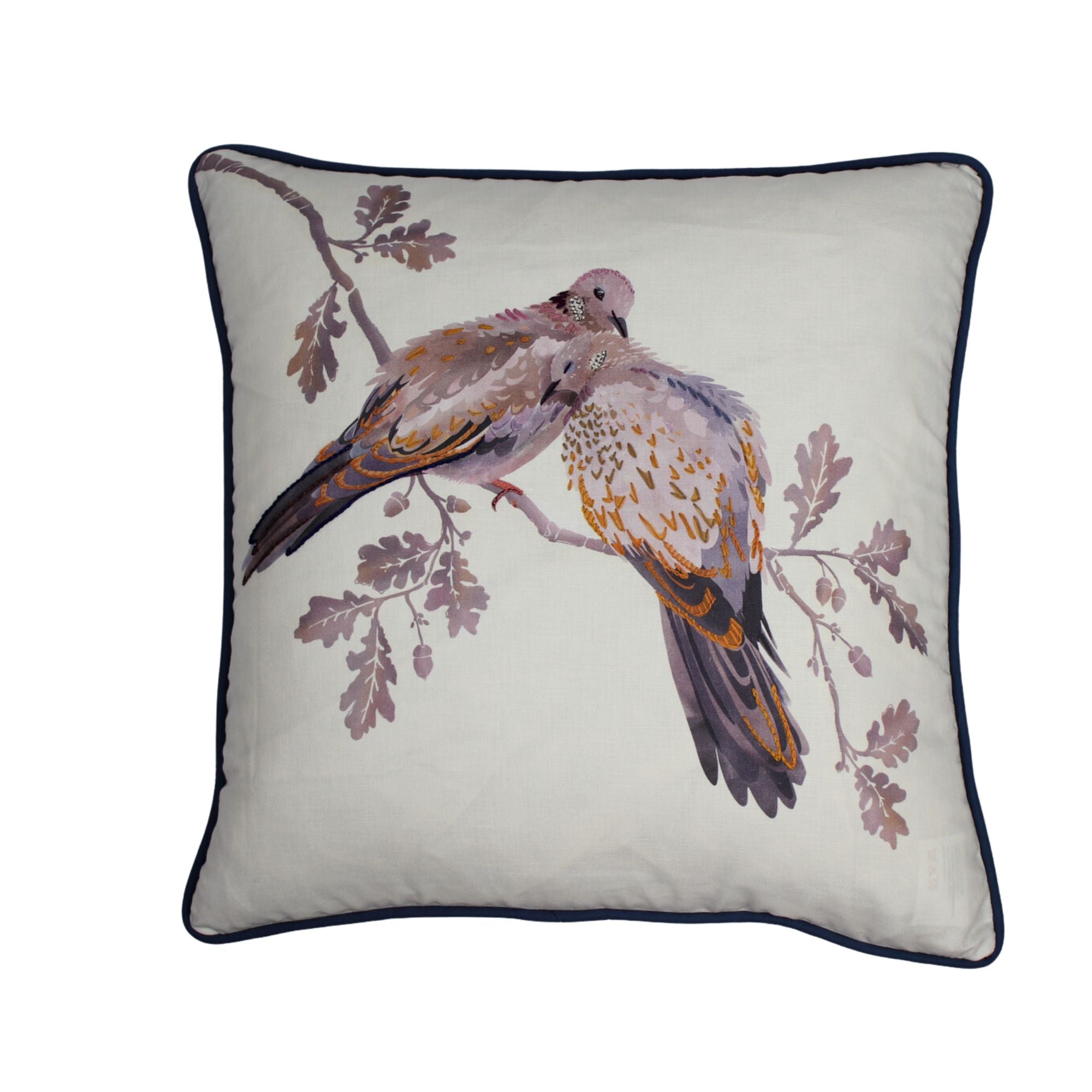 Knepp Turtle Doves Hand Embellished Cushion