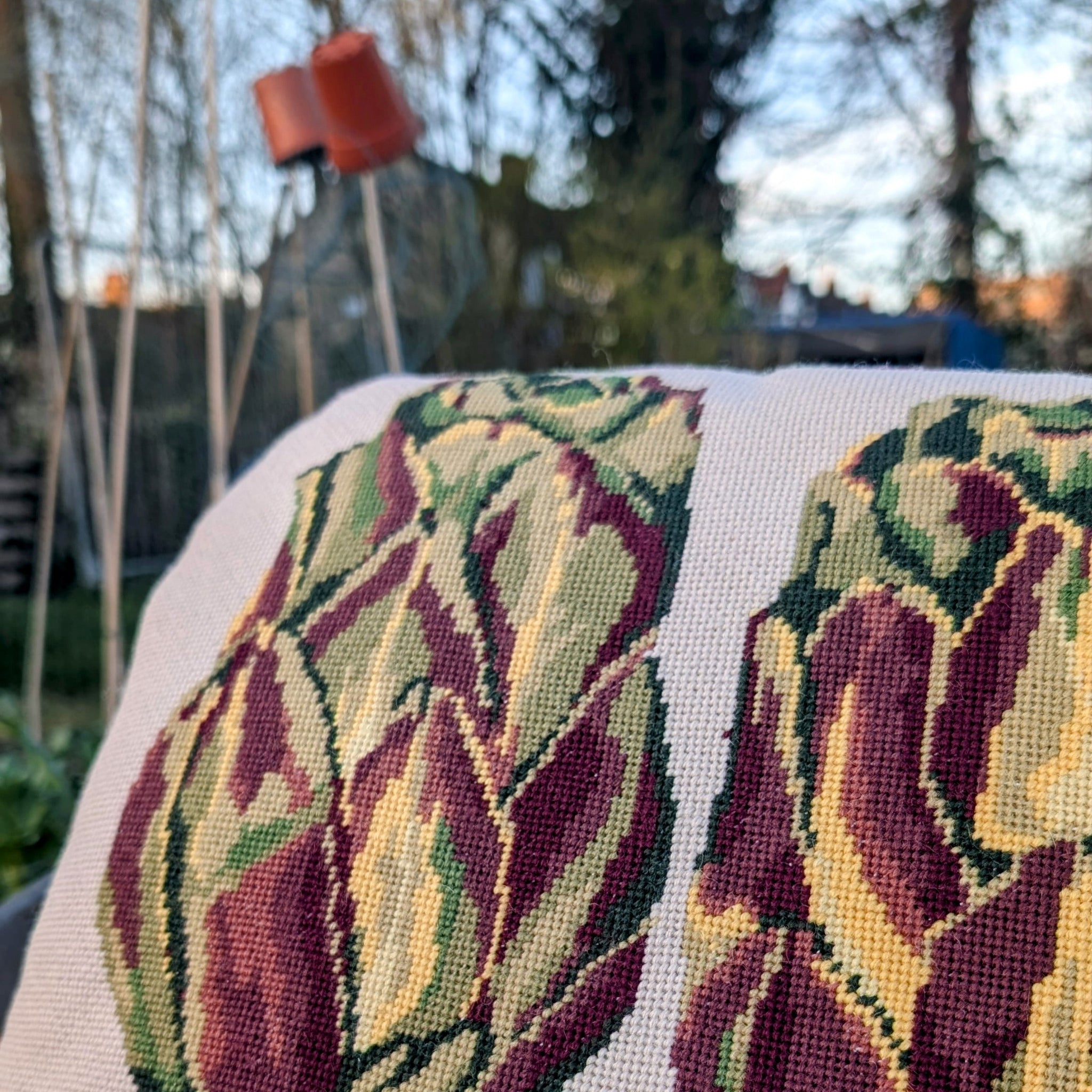 Artichoke Needlepoint Cushion
