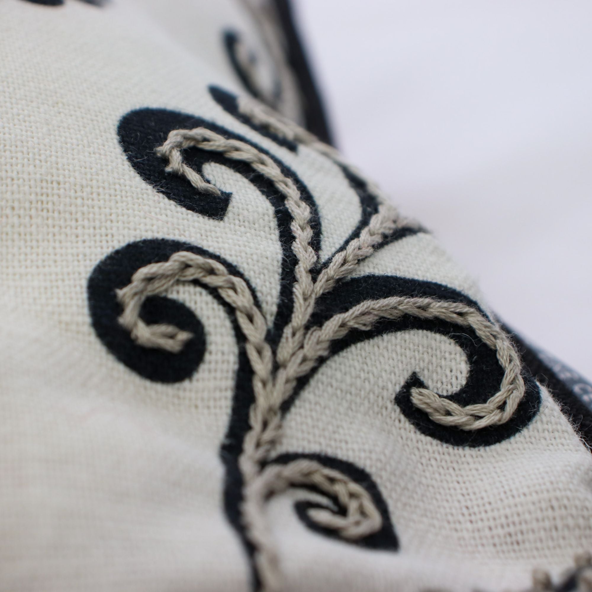 Neisha Crosland Caravan Hand-Embroidered Cushion White