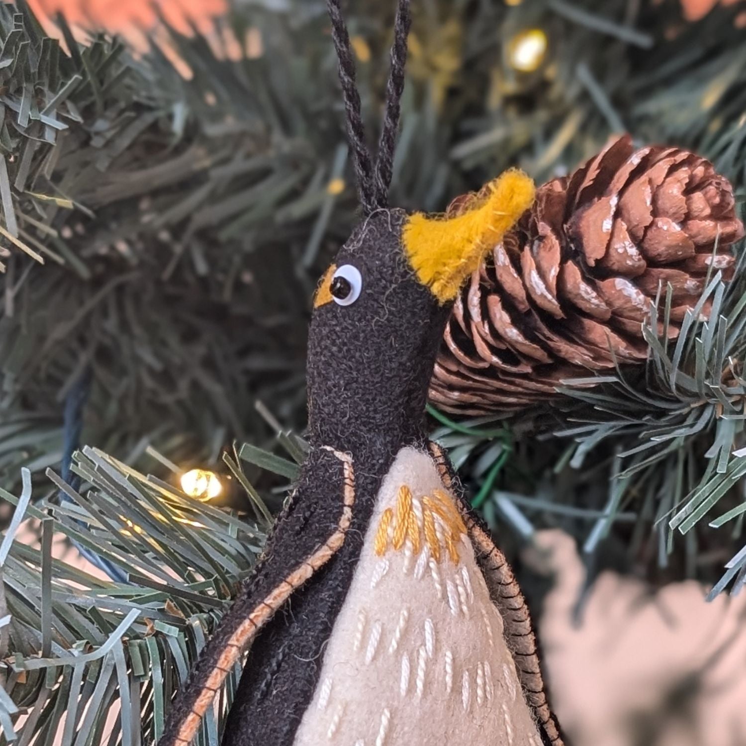 Emperor Penguin Hand-Embroidered Christmas Decoration