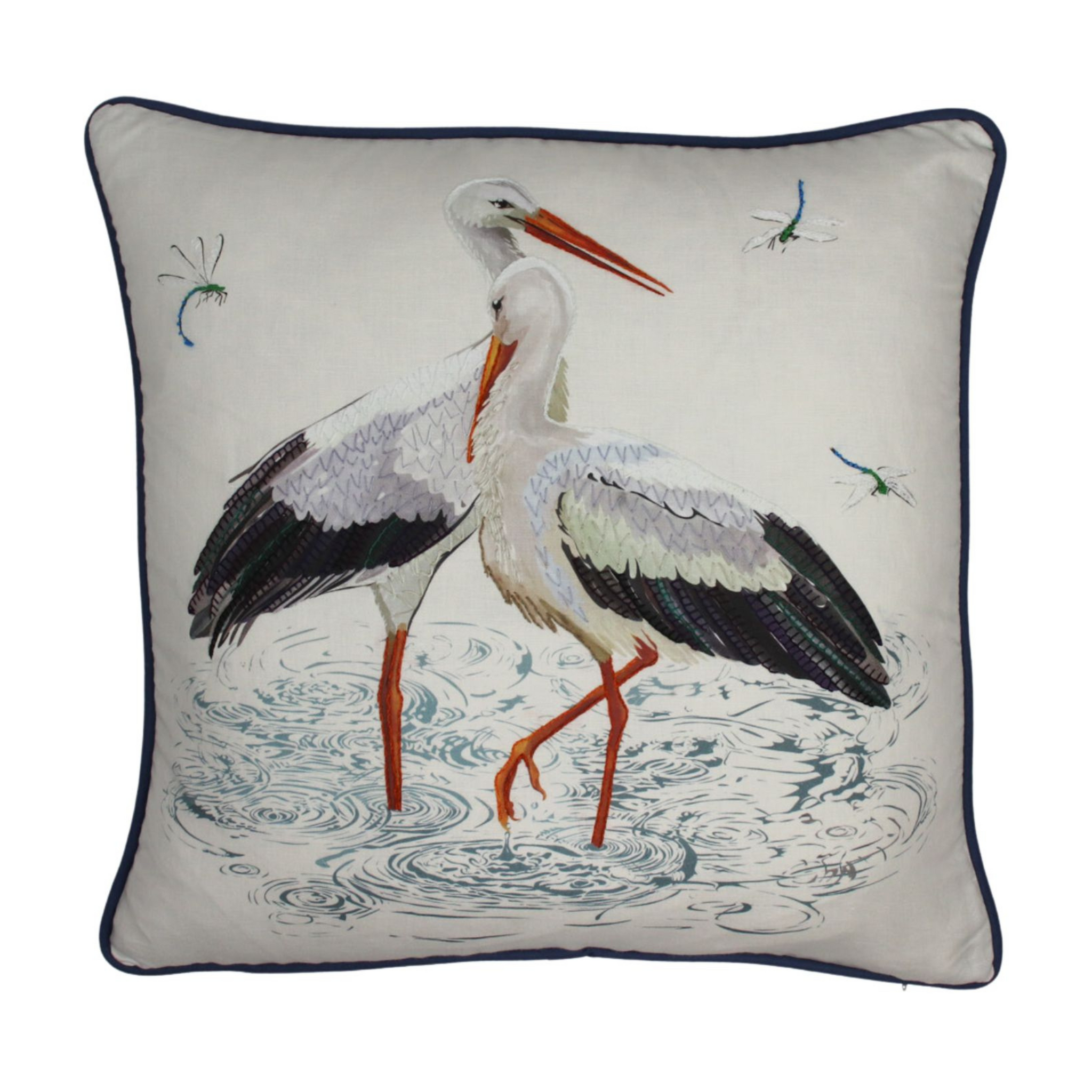 Knepp Stork Hand Embellished Cushion
