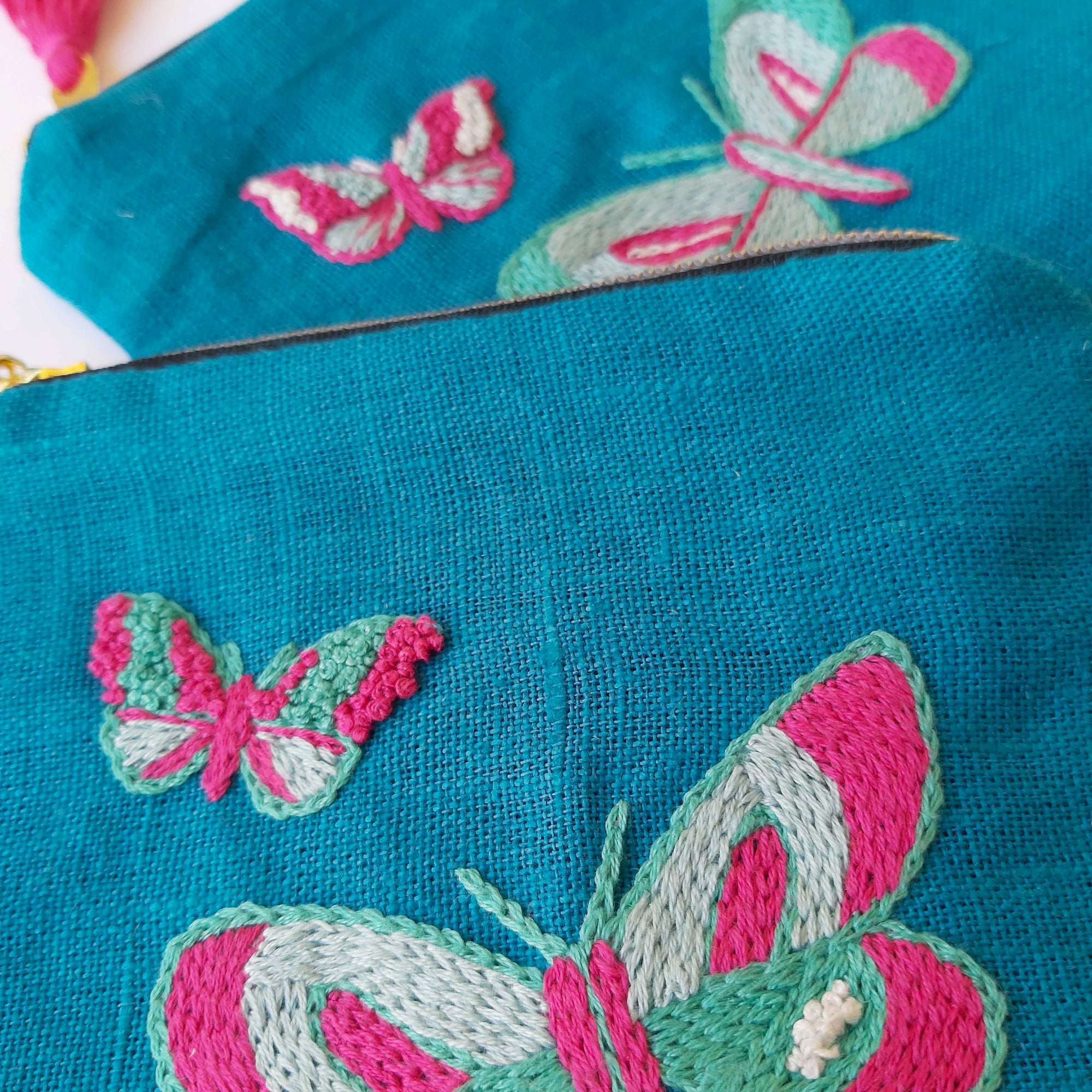 Butterfly Embroidered Purse Turquoise