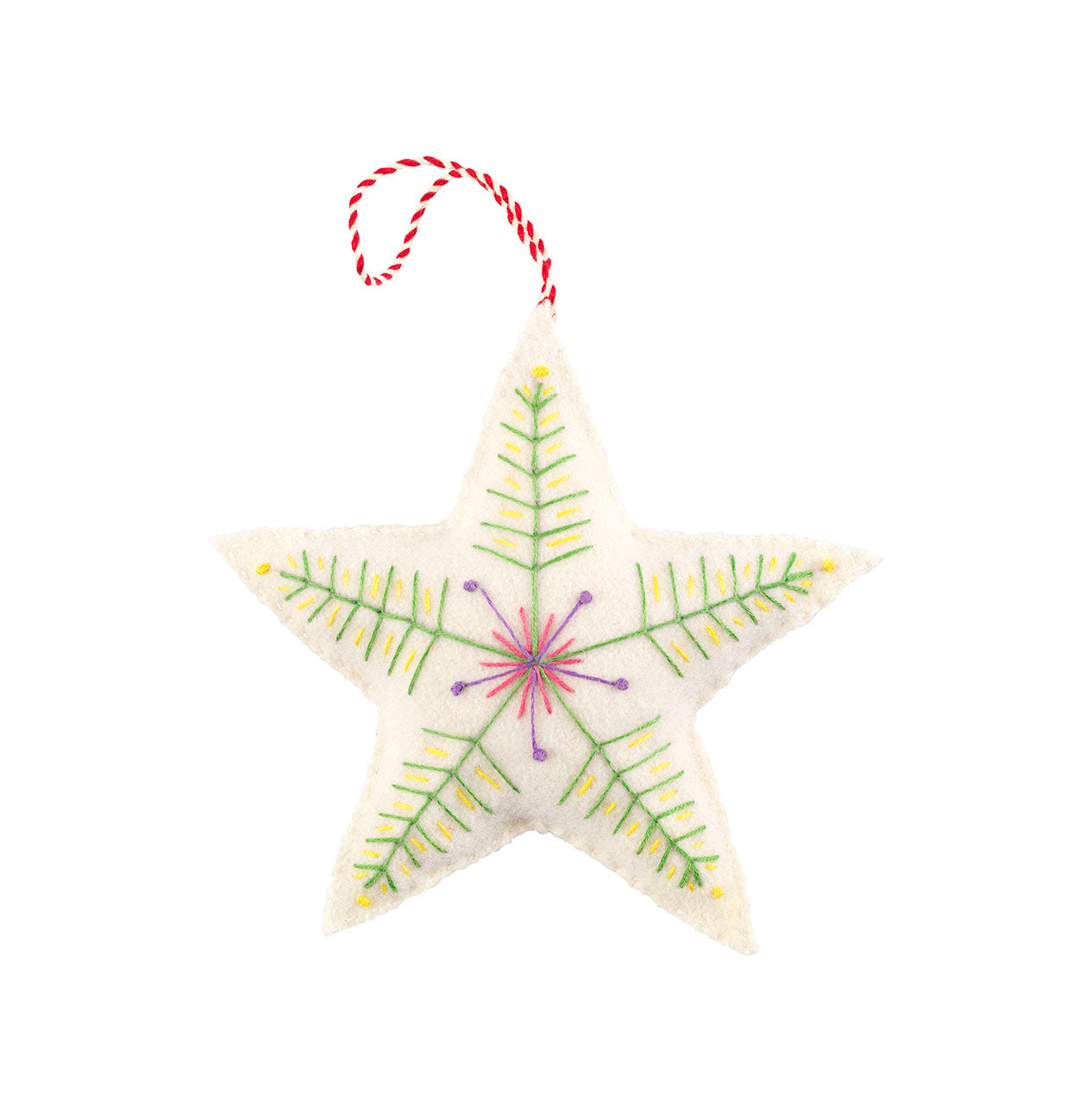 Handmade Christmas Star White Felt Fine Cell Work