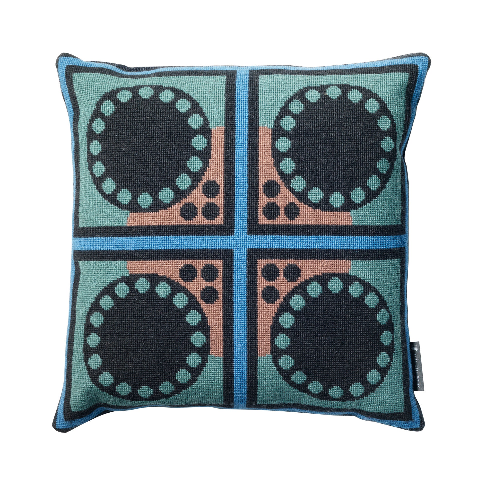 Cressida Bell Granadilla Needlepoint Cushion Blue and Green featured George Clarke Old House New Home