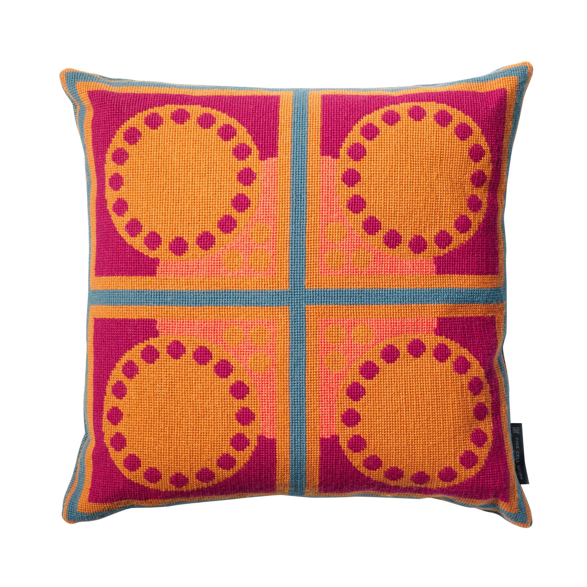 Cressida Bell Granadilla Needlepoint Cushion Orange and Pink featured George Clarke's Old House New Home