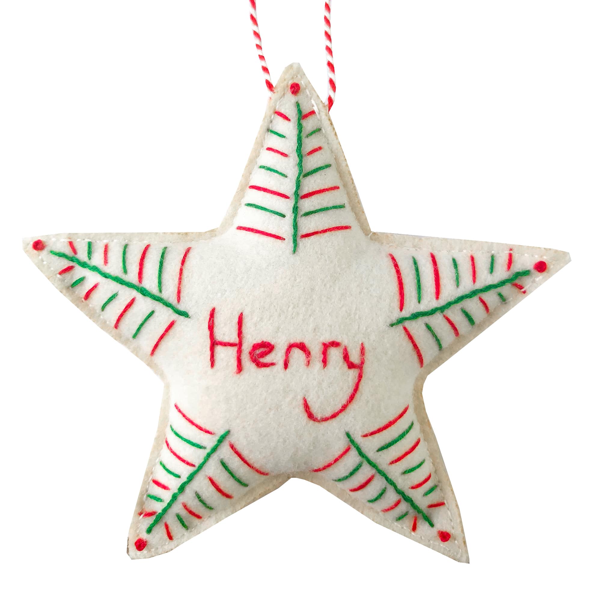 Personalised Handmade Christmas Star White Felt