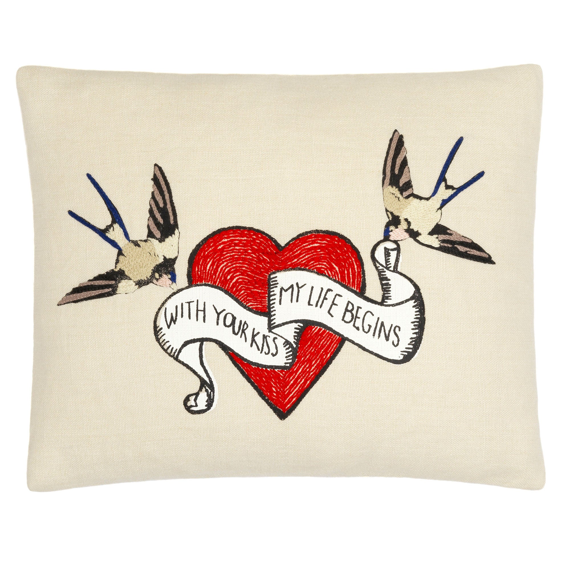 Heart & Birds cushion