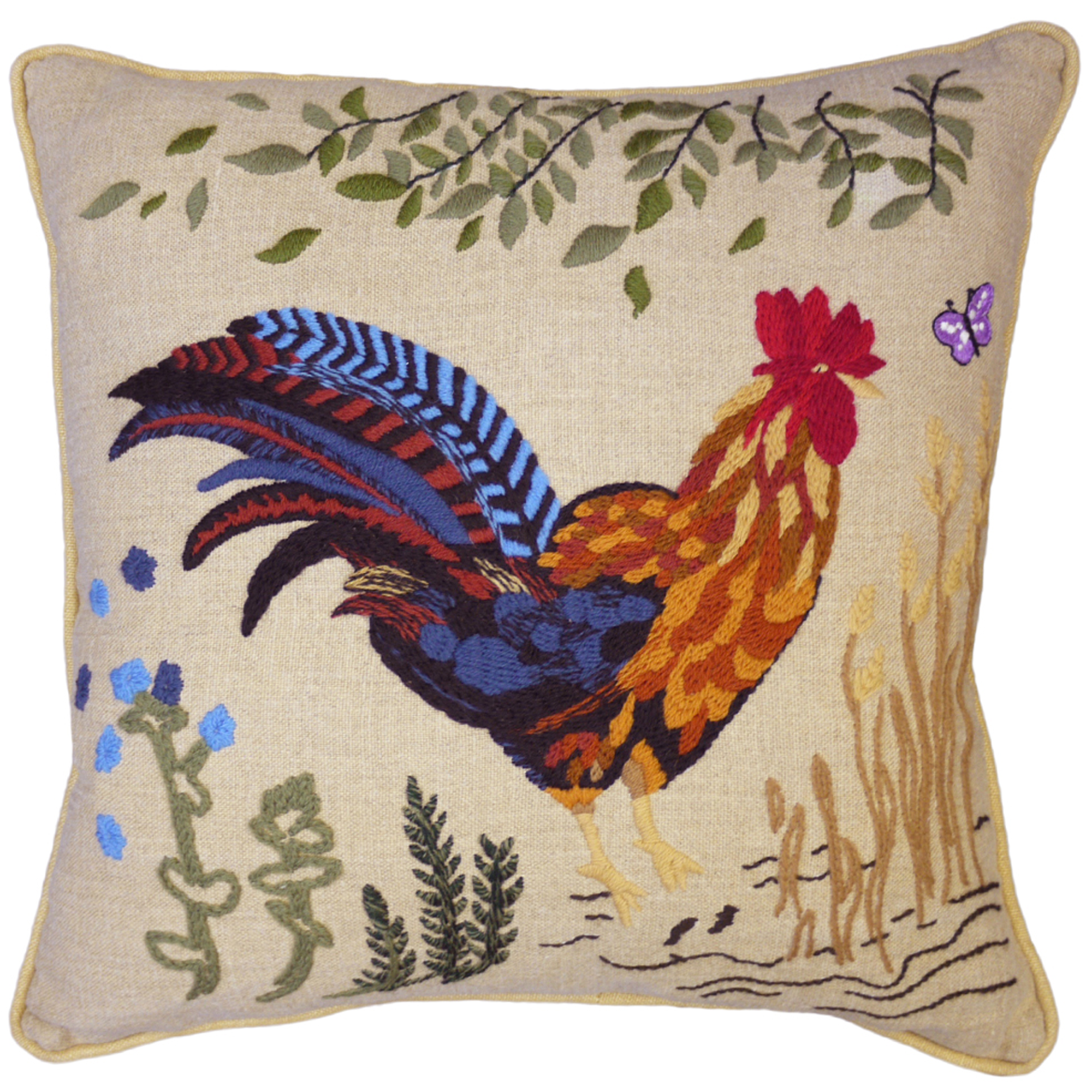 Embroidered Cockerel Cushion Made To Order