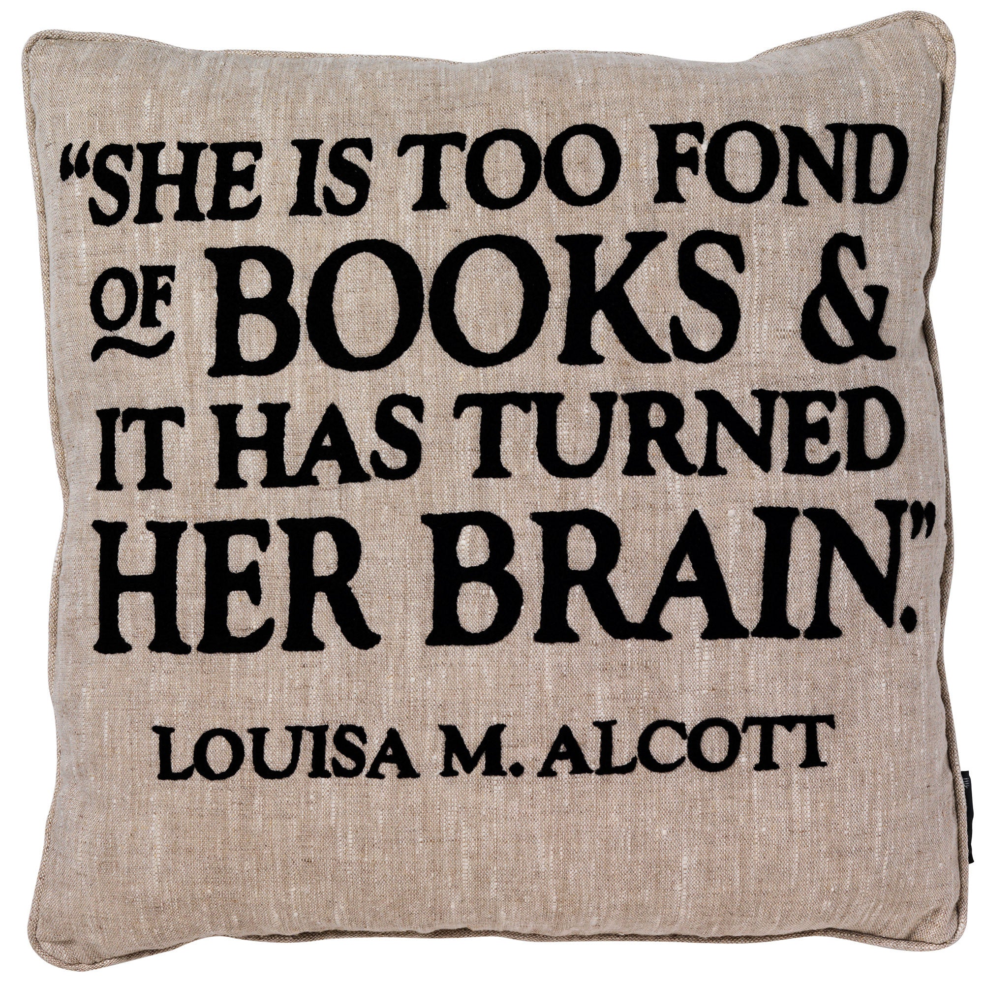 Louisa Alcott Quote Cushion Fine Cell Work