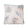 Kit Kemp's Rain Shadow Blue Leaf Large Square Cushion Hand Embroidered Fine Cell Work
