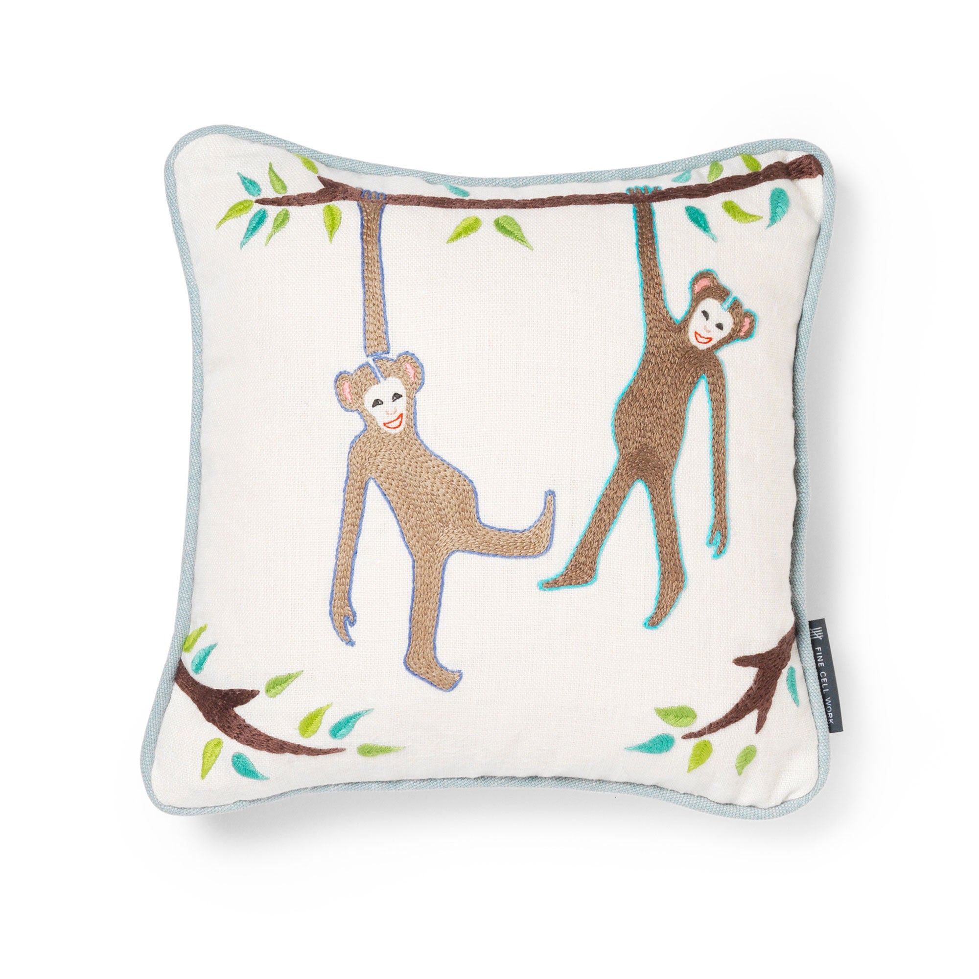 Noah's Ark Naughty Monkeys Cushion Marion Rhoades for Fine Cell Work