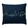 Embroidered London Skyline Cushion Blue Fine Cell Work