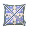 Fine Cell Work Cressida Bell Shield Wool Hand Stitched Cushion Blue and Green Handmade in Prison