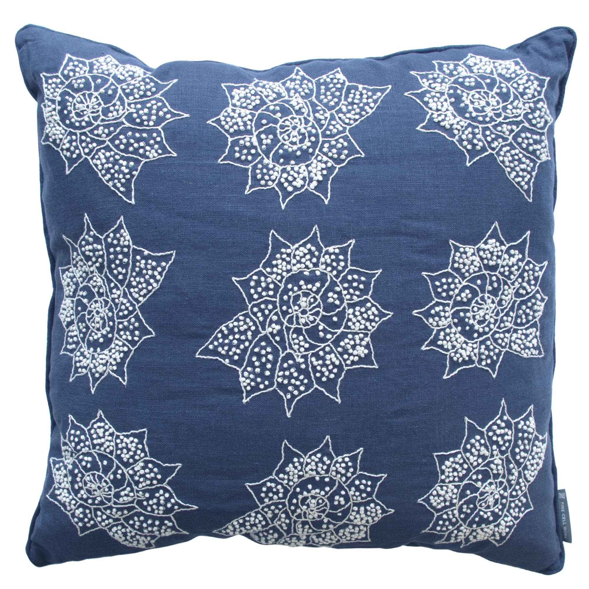 Melissa Wyndham Shell Stars Embroidered Cushion Navy Blue