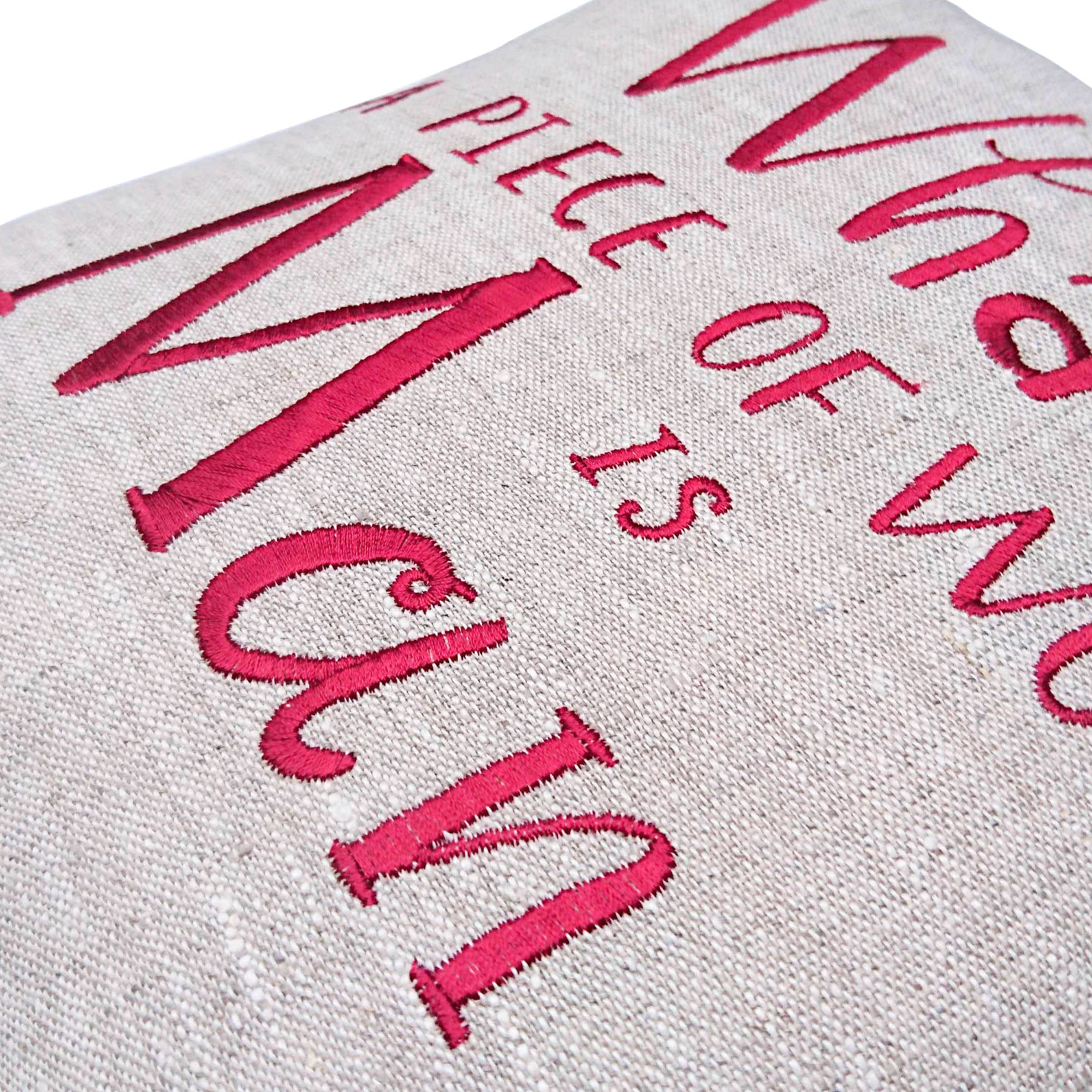 Emma Thompson Shakespeare Quote 'What a Piece of Work is Man' Cushion Red