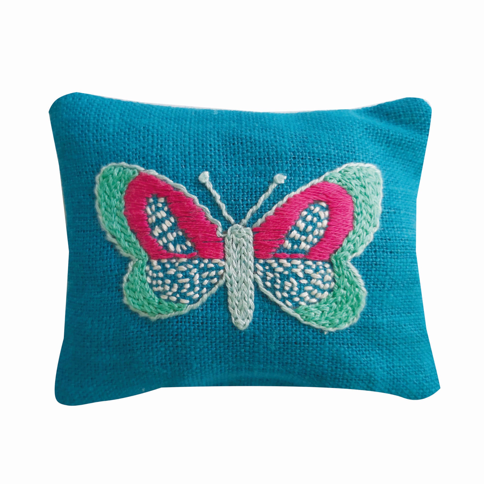 Butterfly Embroidered Lavender Bag Turquoise
