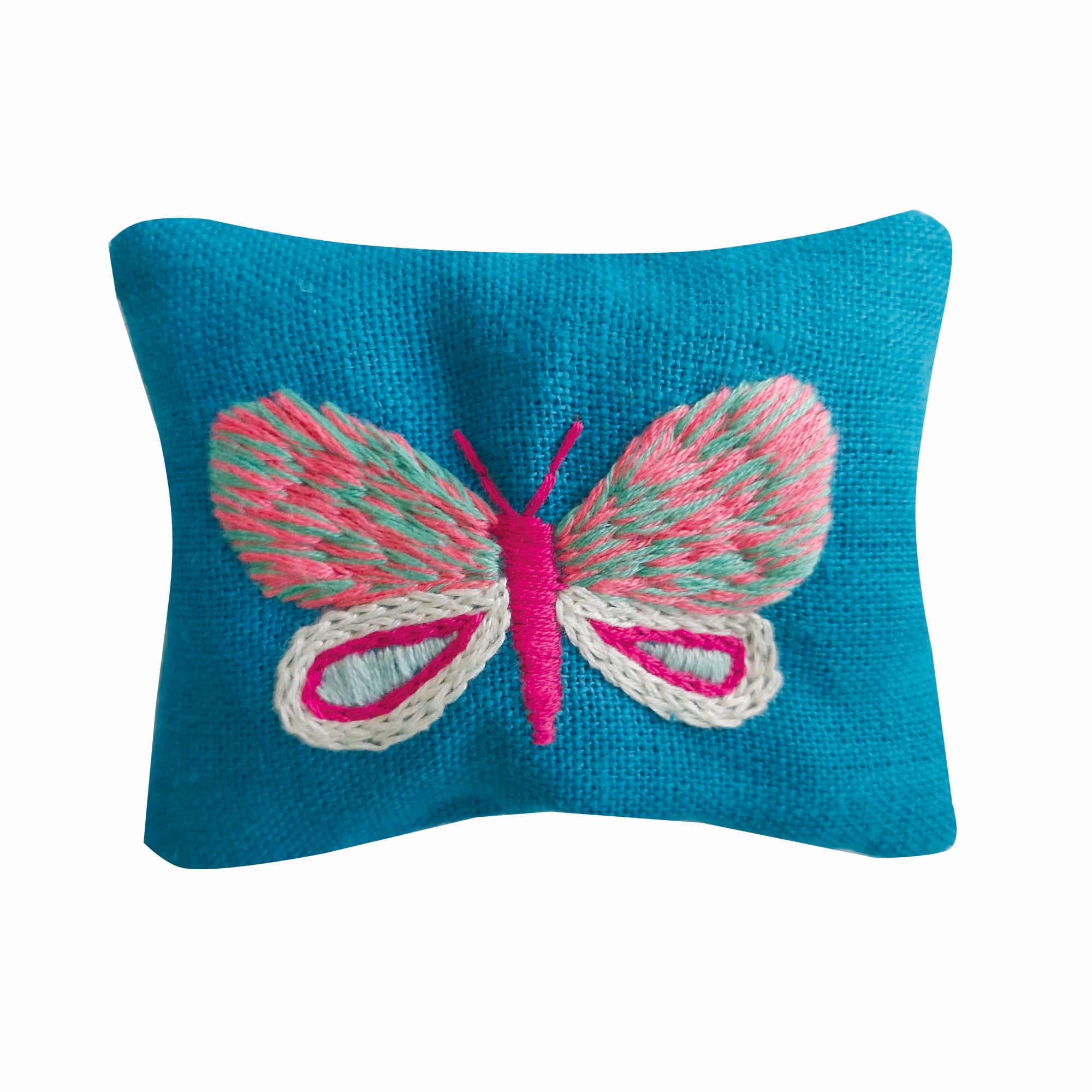 Butterfly Embroidered Lavender Bag Turquoise
