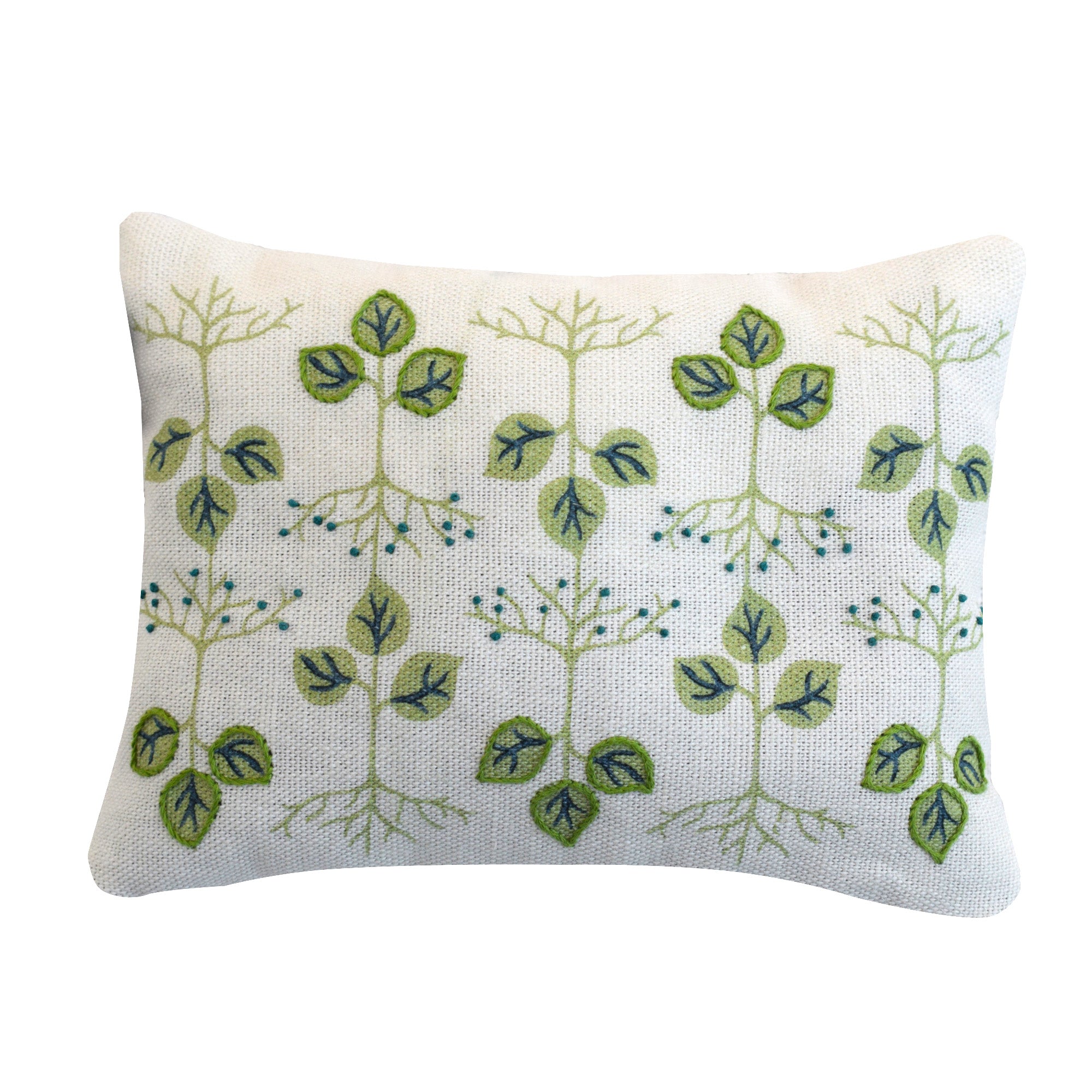 Joy of Print Green Sprigs Embroidered Lavender Bag