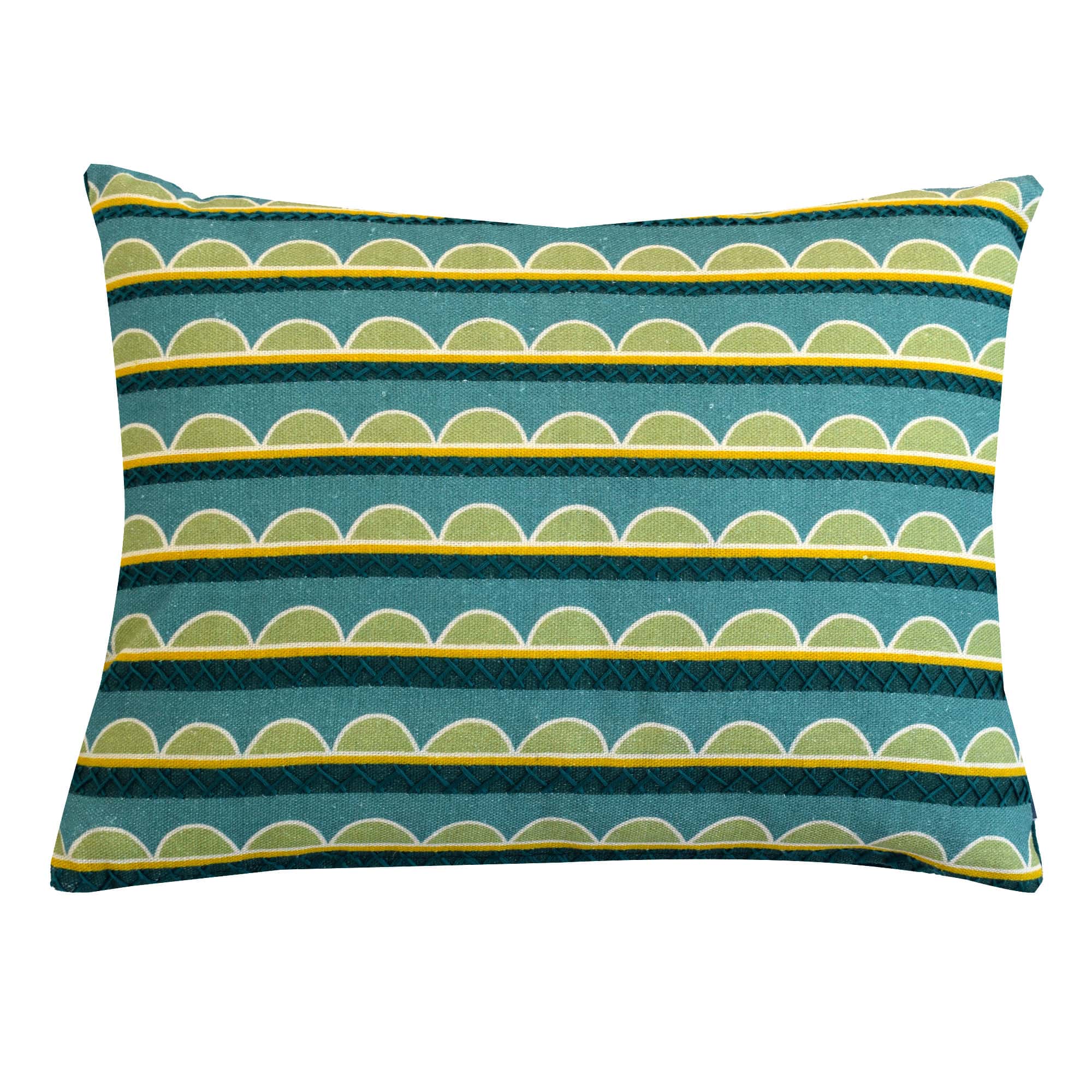 Joy of Print Ric Rac Scallop Embroidered Cushion Teal