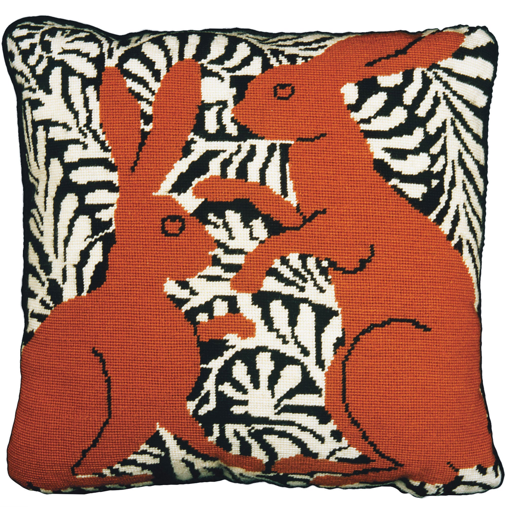 Fine Cell Work De Morgan Boxing Hares Needlepoint Cushion Kit Brown