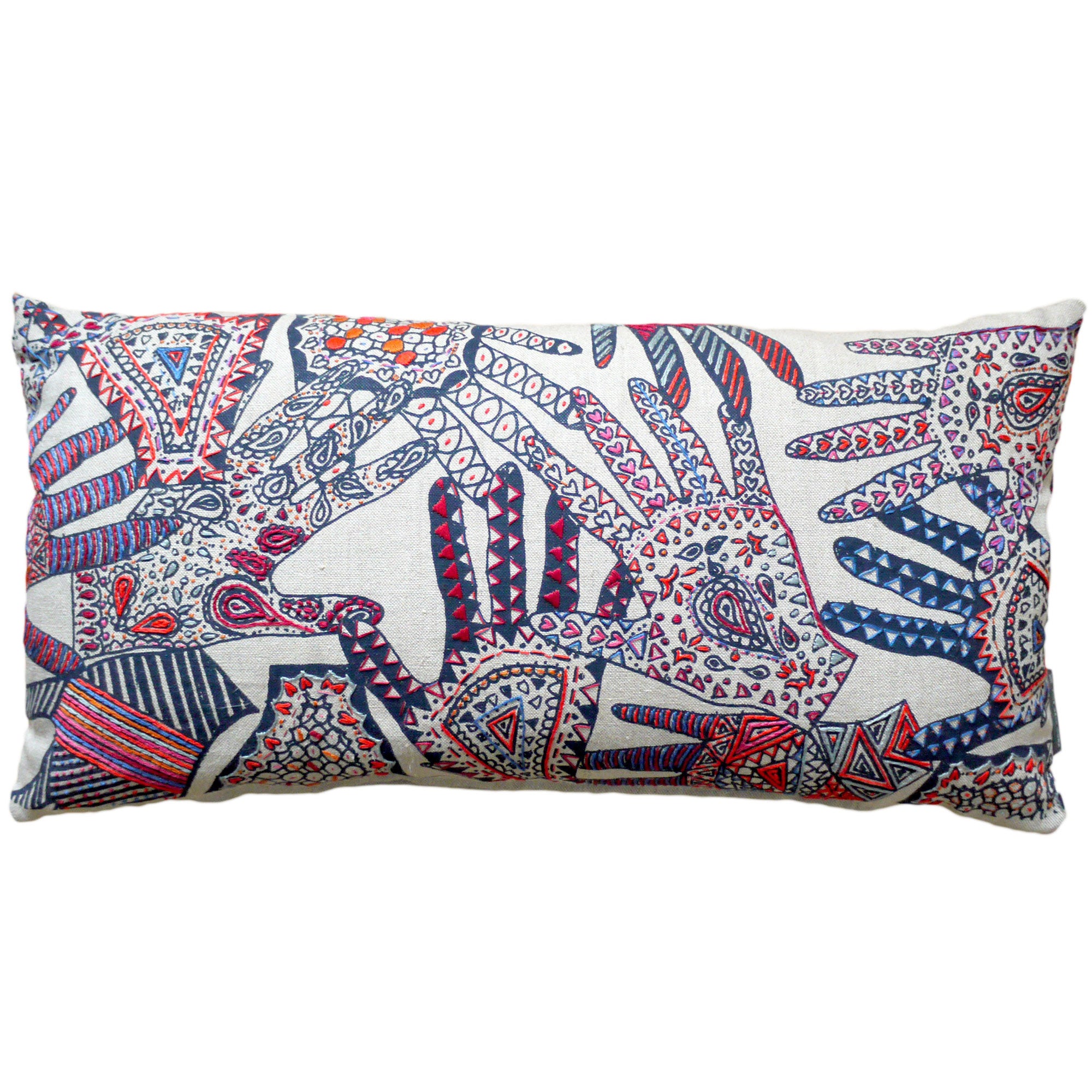 London College of Fashion Embroidered Hands Cushion Fine Cell Work