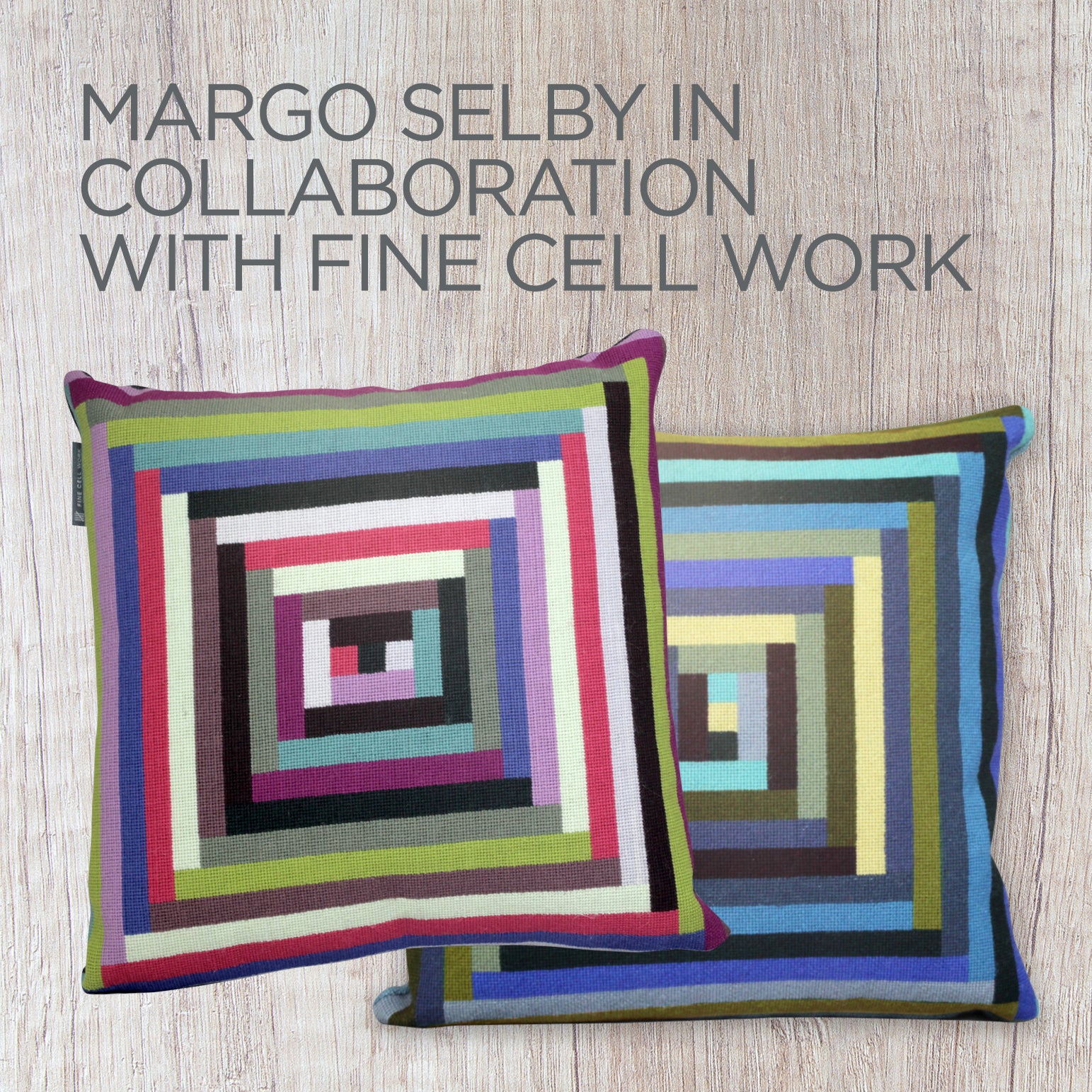 Margo Selby Maze Needlepoint Cushion Bright Fine Cell Work