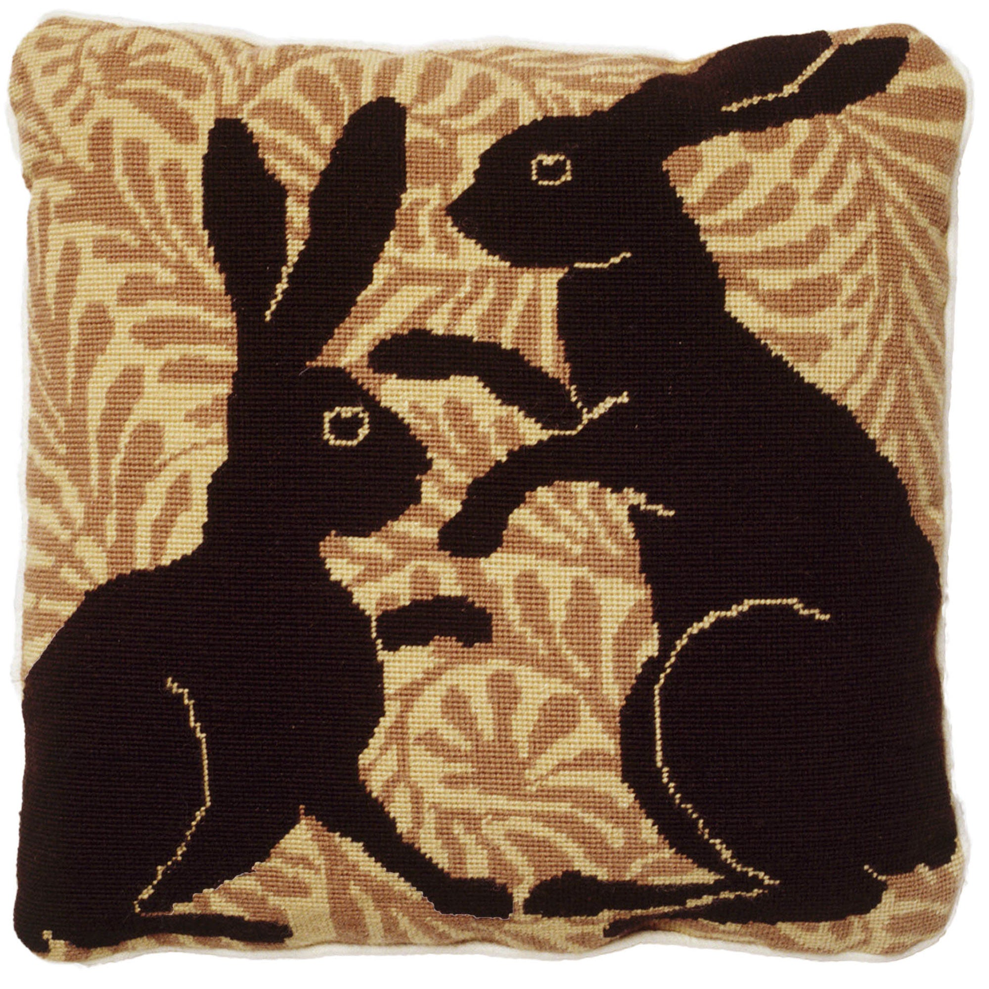 Fine Cell Work De Morgan Boxing Hares Needlepoint Cushion Kit Black