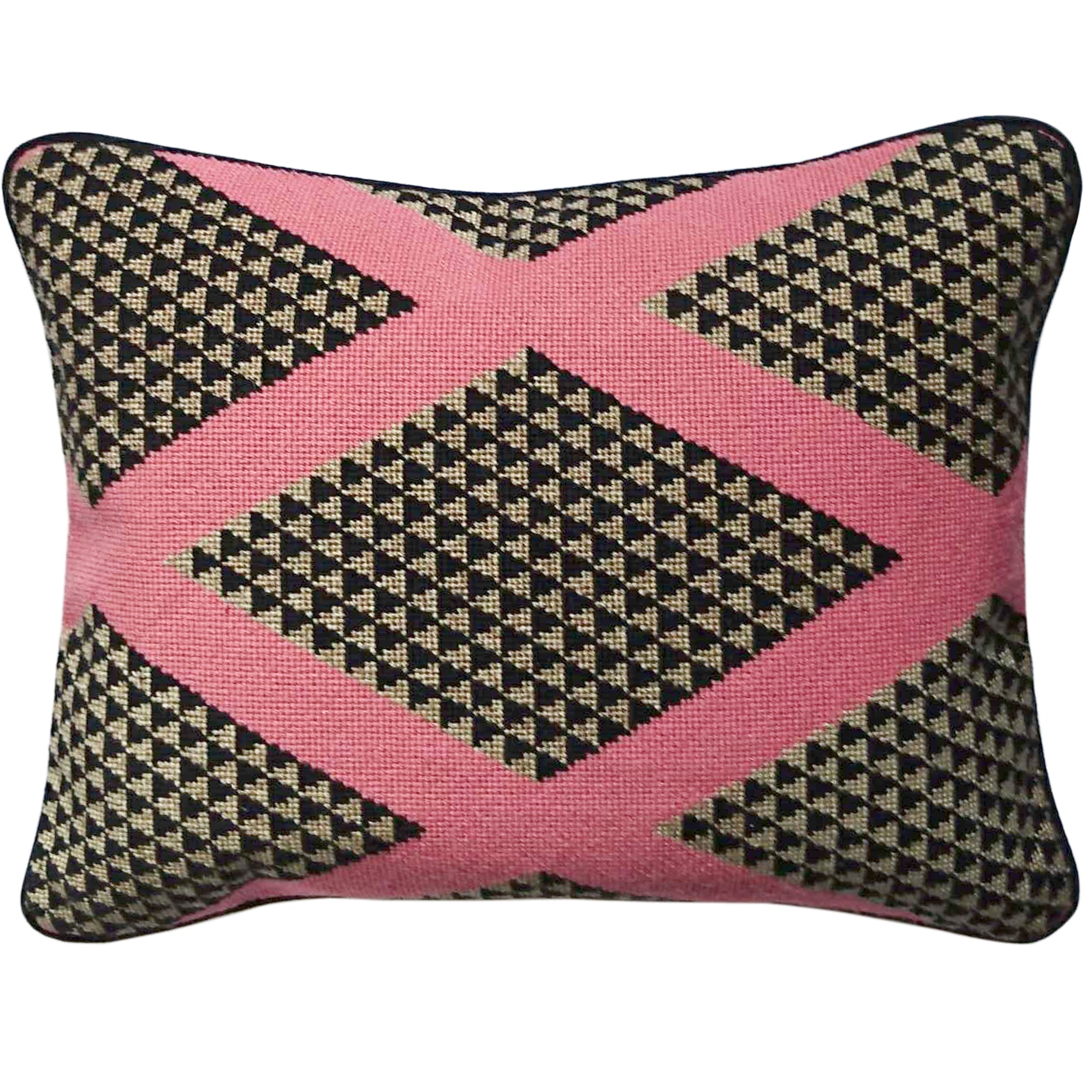 Neisha Crosland Pyramid Trellis Cushion Radish Pink
