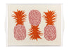 Melissa Wyndham for Fine Cell Work Pineapple Embroidered Tea Tray Pink and Orange