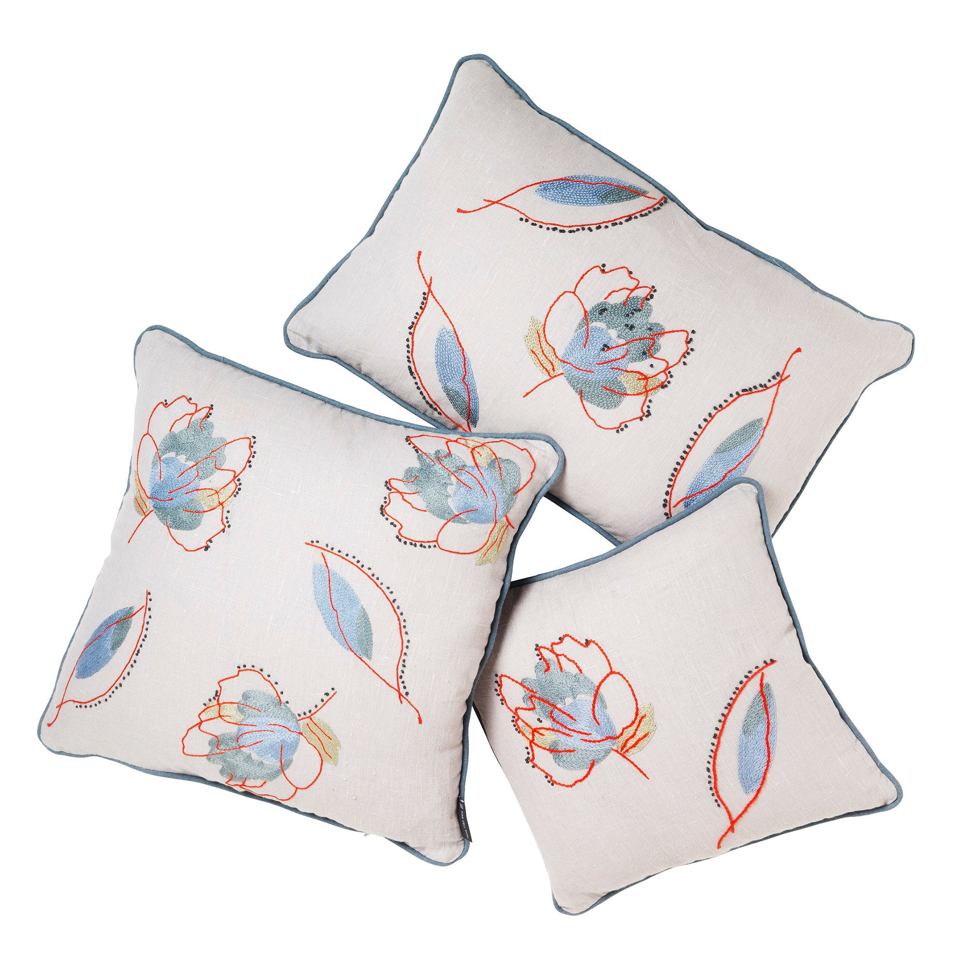 Kit Kemp's Rain Shadow Blue Leaf Rectangle Cushion