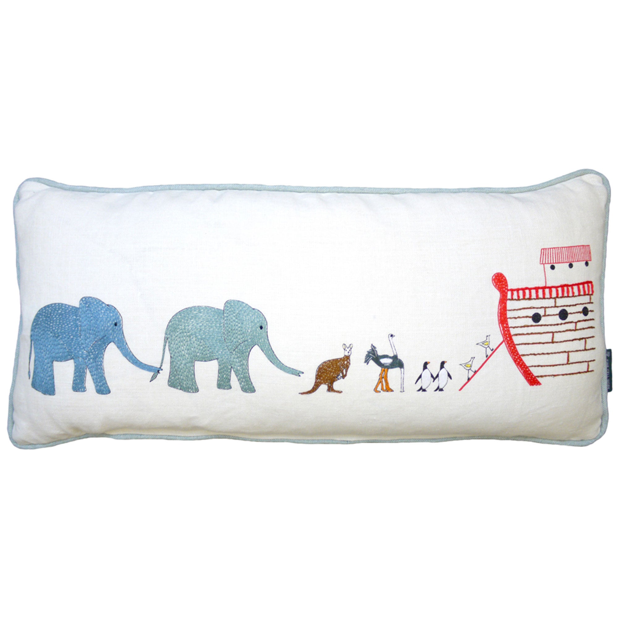 Noah's Ark Embroidered Animals Children's Cushion Fine Cell Work