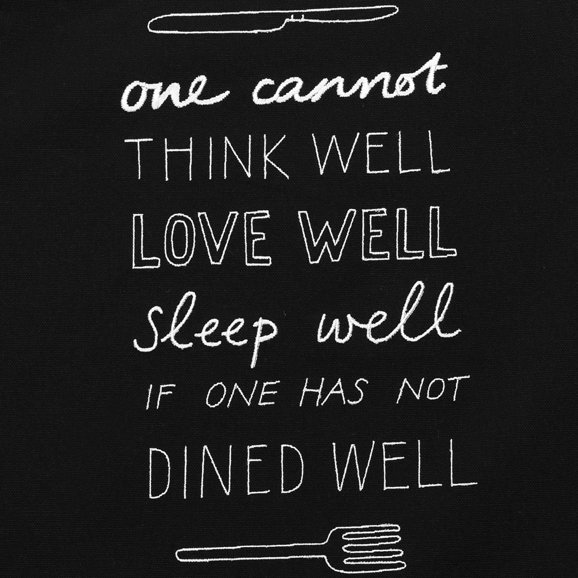 Fine Cell Work Black Organic Cotton Apron Virginia Woolf Quote
