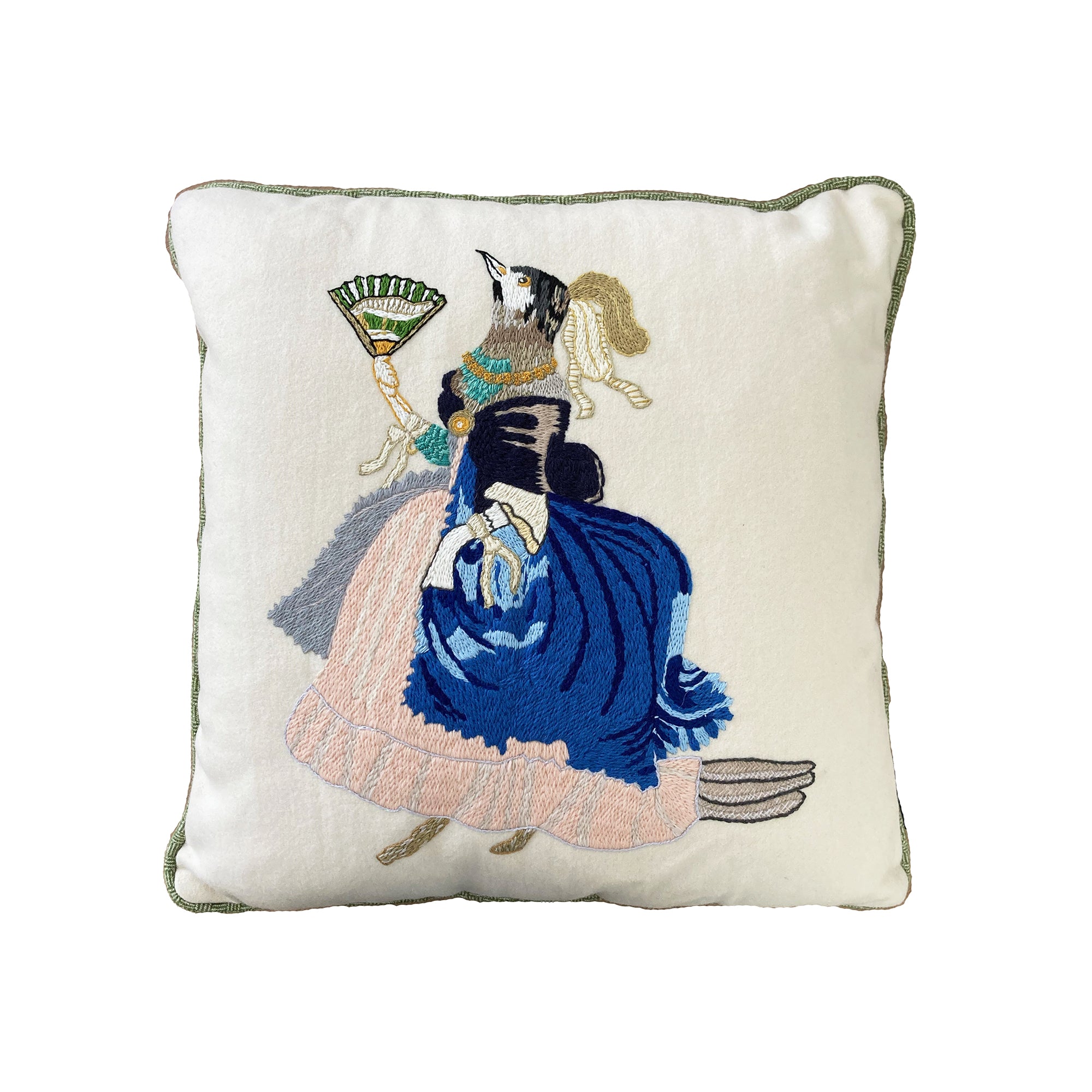 Animaux Hand-Embroidered Female Swallow Cushion