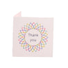 White handmade embroidered thank you greeting card, blank inside.